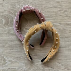 Velvet faux pearl head bands